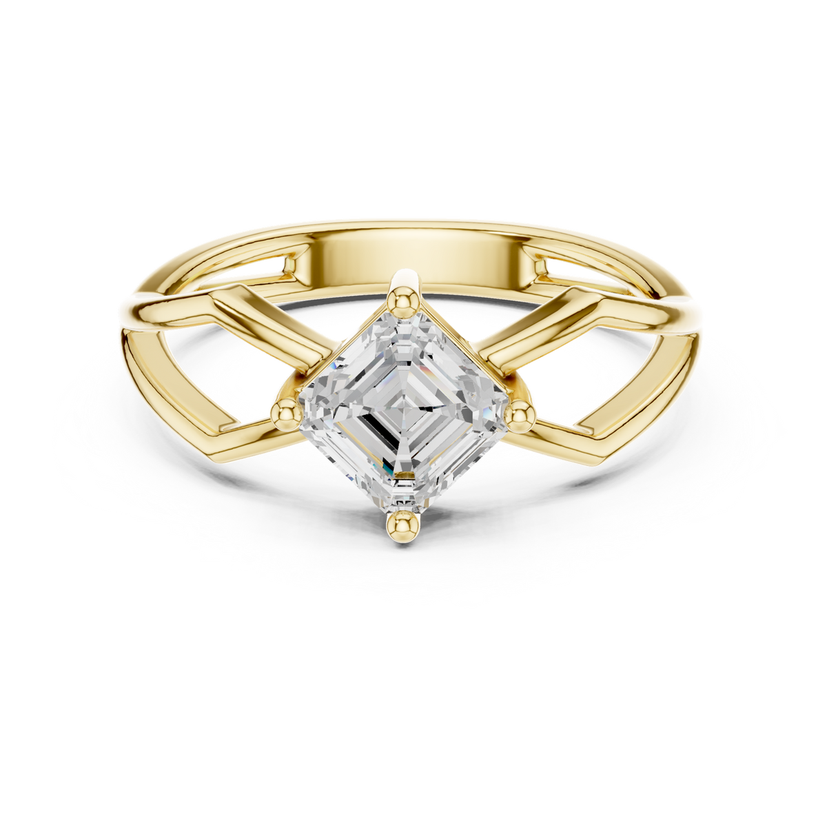 14K Solid Gold Lab Diamond Twist Ring, Yellow Gold