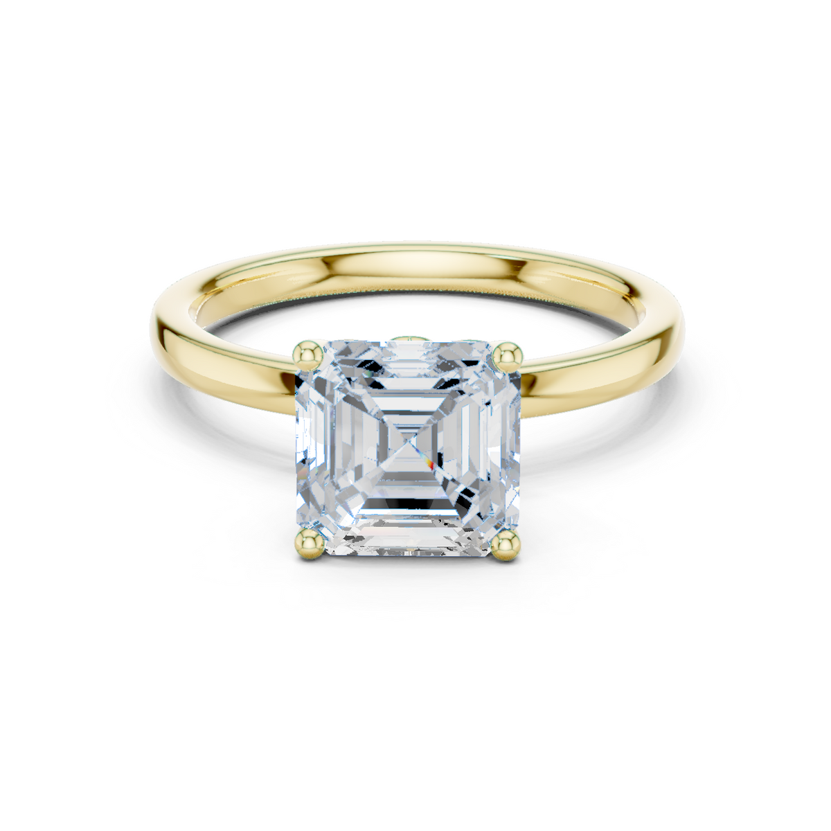 Gold Ring, Asscher center stone, Yellow Gold