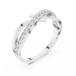 14K Solid Gold Lab Diamond Crossover Ring, White Gold, view 2