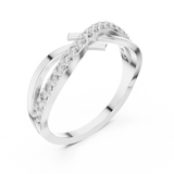 14K Solid Gold Lab Diamond Crossover Ring, White Gold, view 2
