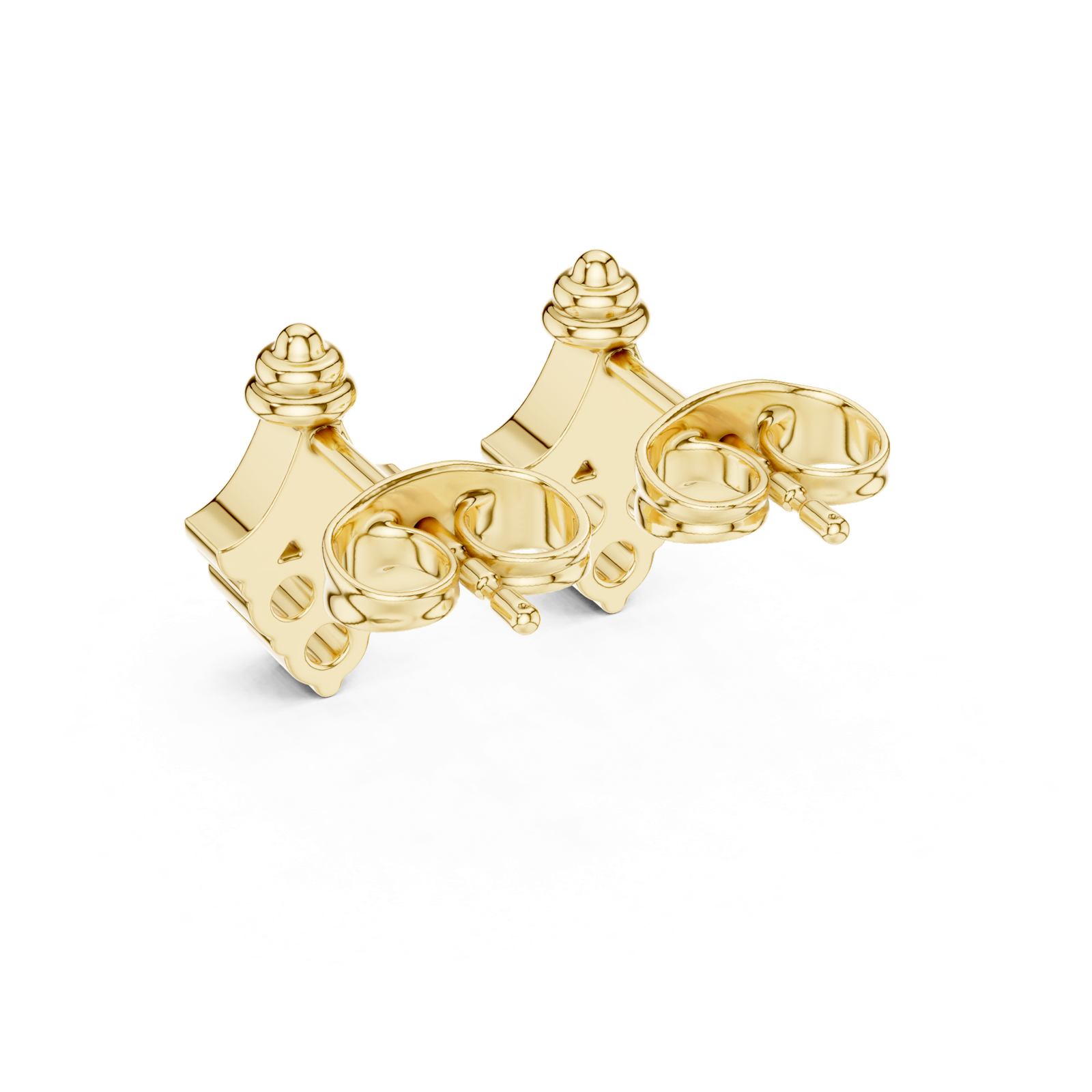 14K Solid Gold Lab Diamond Leaf Cluster Earrings, Yellow Gold, view 3