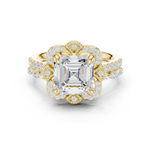 Gold Ring, Asscher center stone, Yellow Gold