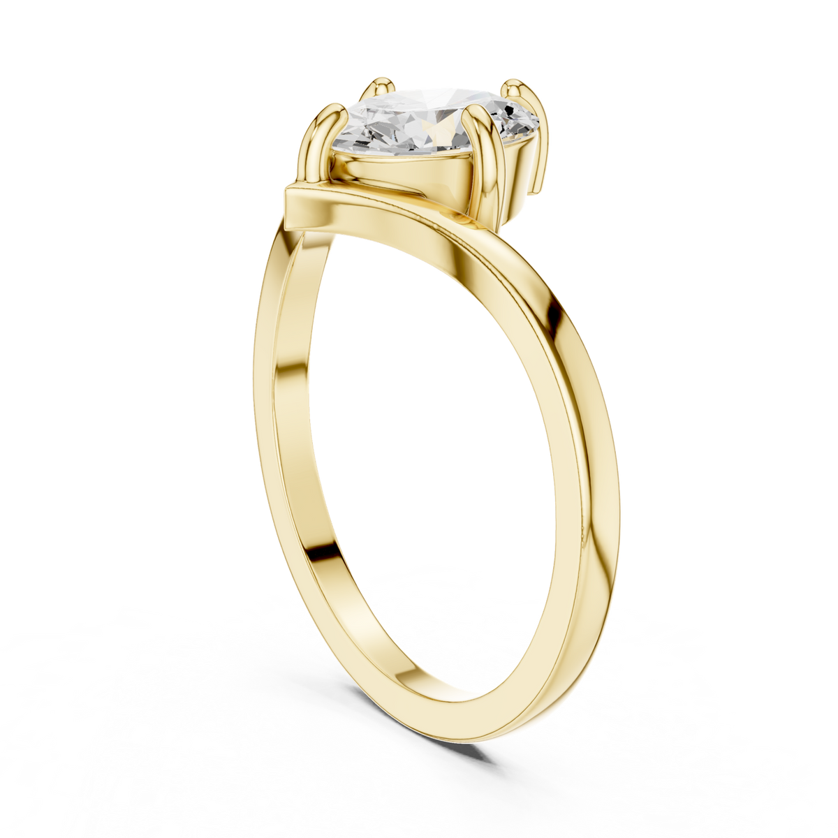 14K Solid Gold Lab Diamond Solitaire Ring, Yellow Gold, view 1