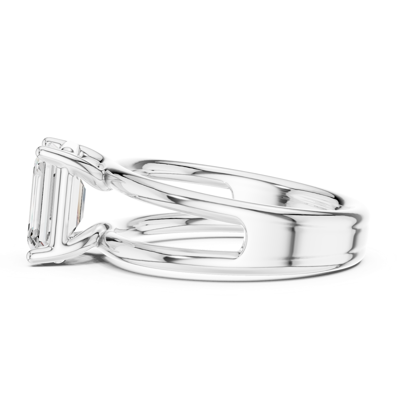 Gold Jewelry L36-9, Emerald center stone, White Gold, view 3