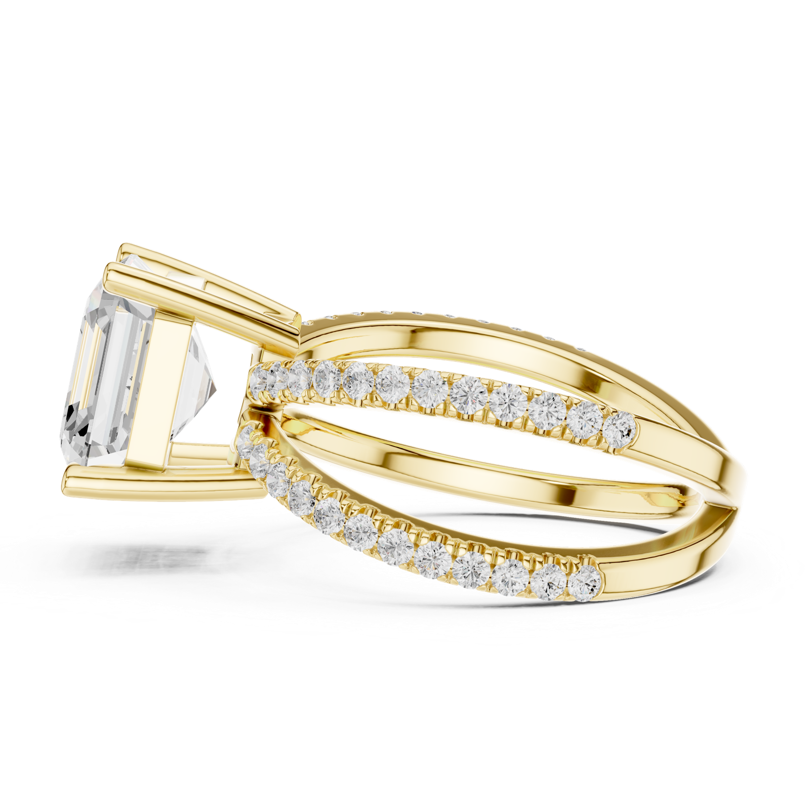 Gold Jewelry, Asscher center stone, Yellow Gold, view 3