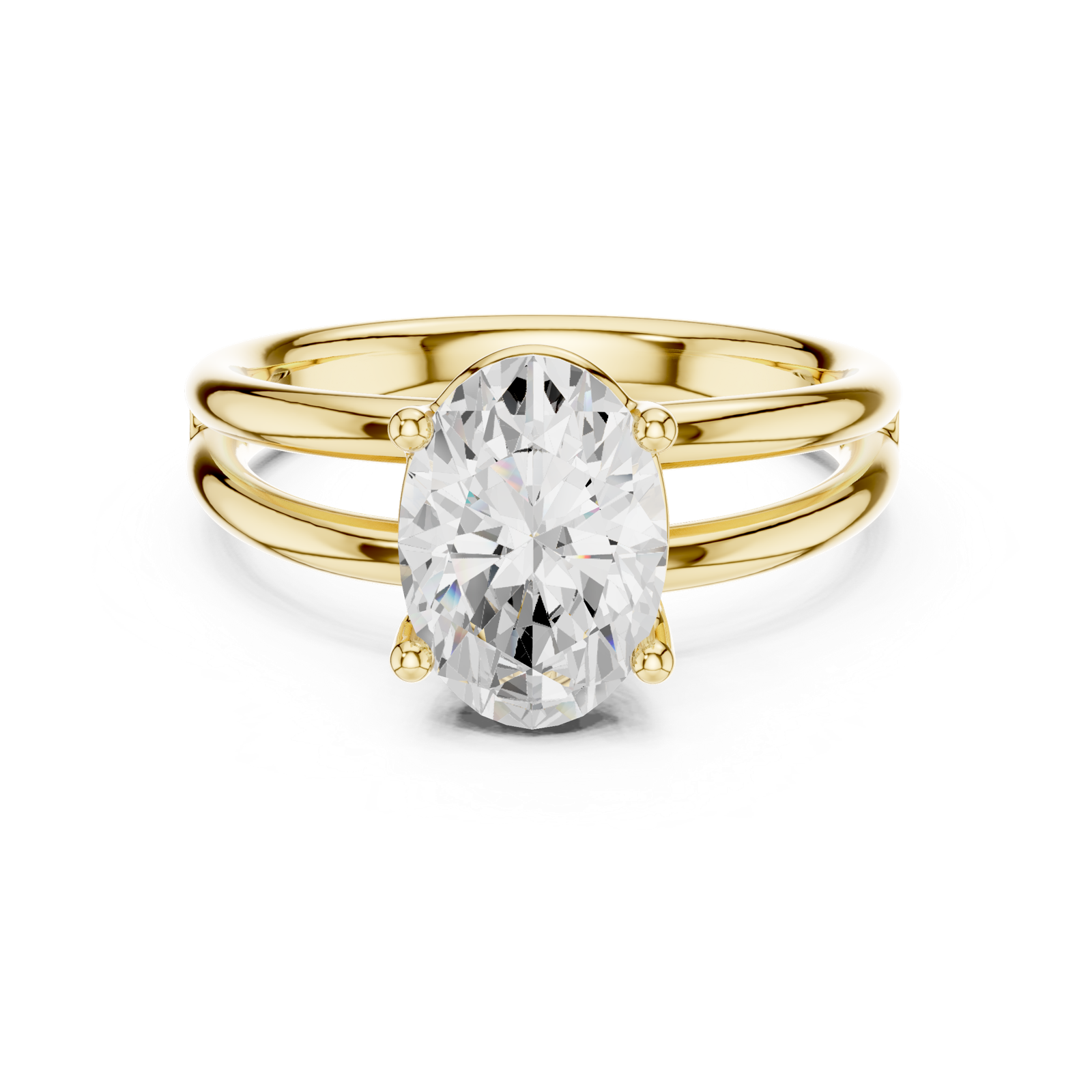 Gold Jewelry L36-9, Oval center stone, Yellow Gold, view 4