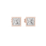 14K Solid Gold Lab Diamond Stud Earrings, Rose Gold