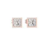 14K Solid Gold Lab Diamond Stud Earrings, Rose Gold