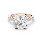 Gold Ring DDLR-250, Round center stone, Rose Gold