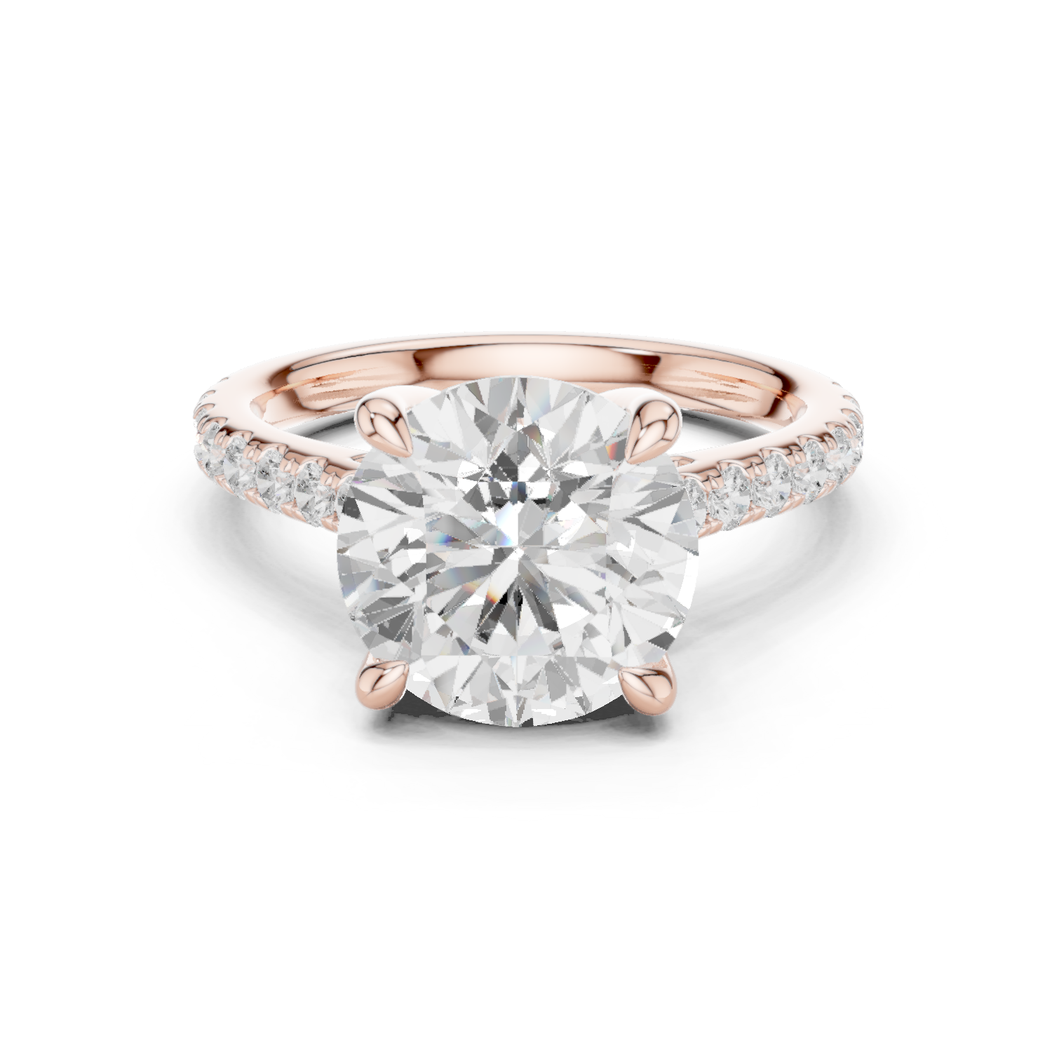 Gold Ring DDLR-250, Round center stone, Rose Gold