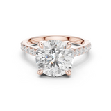 Gold Ring DDLR-250, Round center stone, Rose Gold