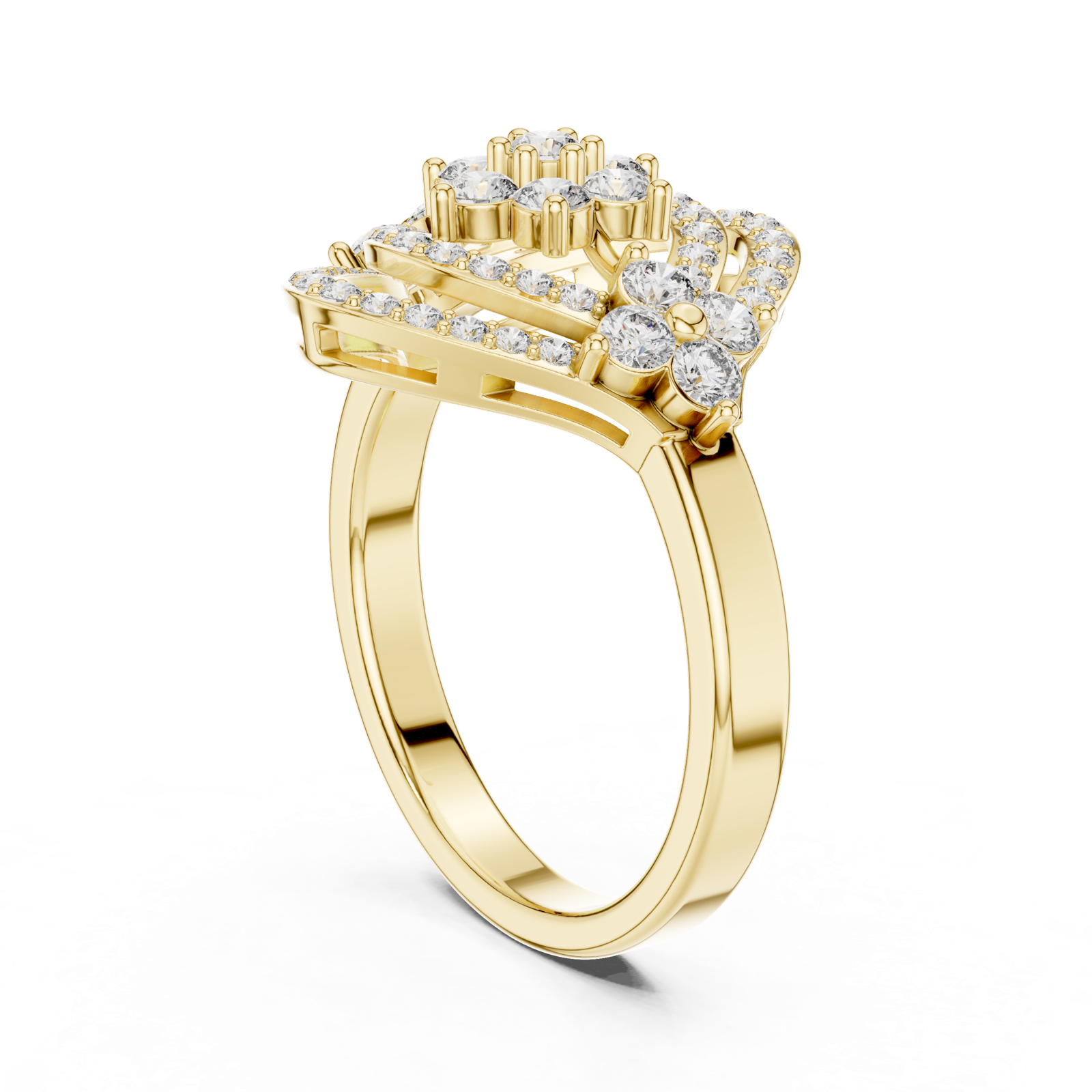 14K Solid Gold Lab Diamond Halo Ring, Yellow Gold, view 1