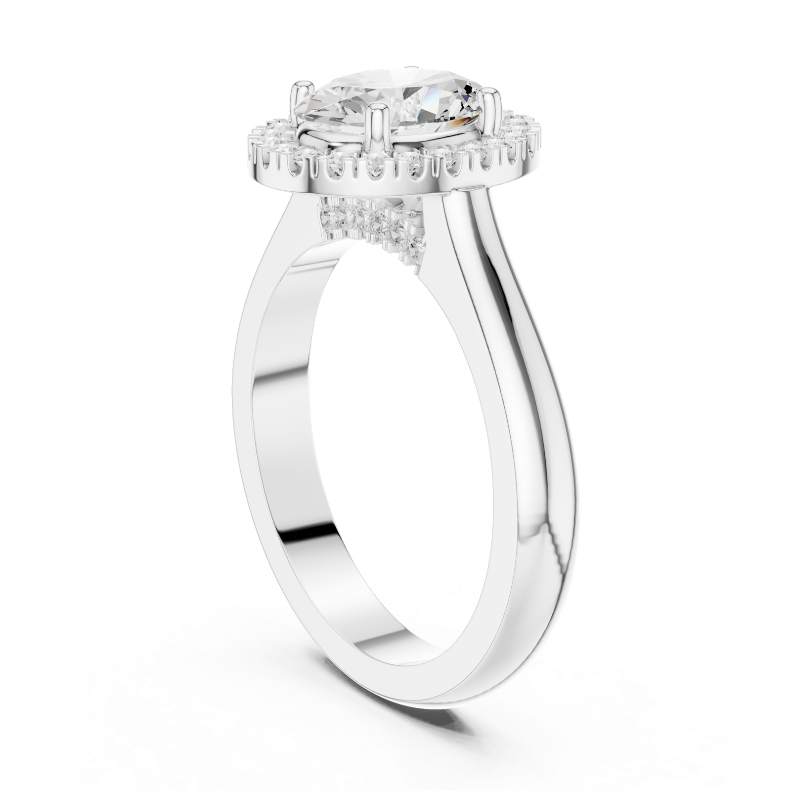 Gold Ring DDLR-338, Oval center stone, White Gold, view 1