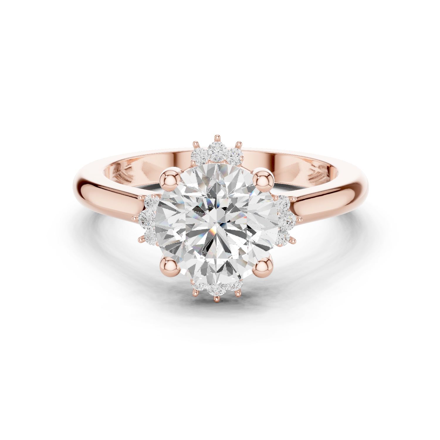 Gold Jewelry L35-123, Round center stone, Rose Gold
