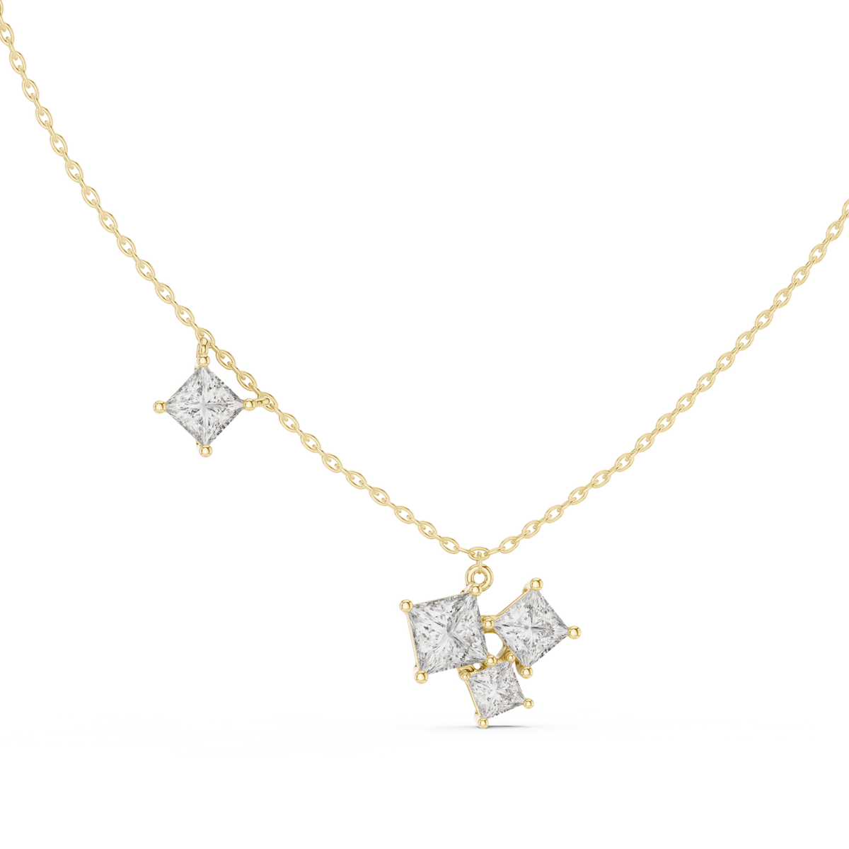 14K Solid Gold Lab Diamond Pendant Necklace, Yellow Gold, view 1
