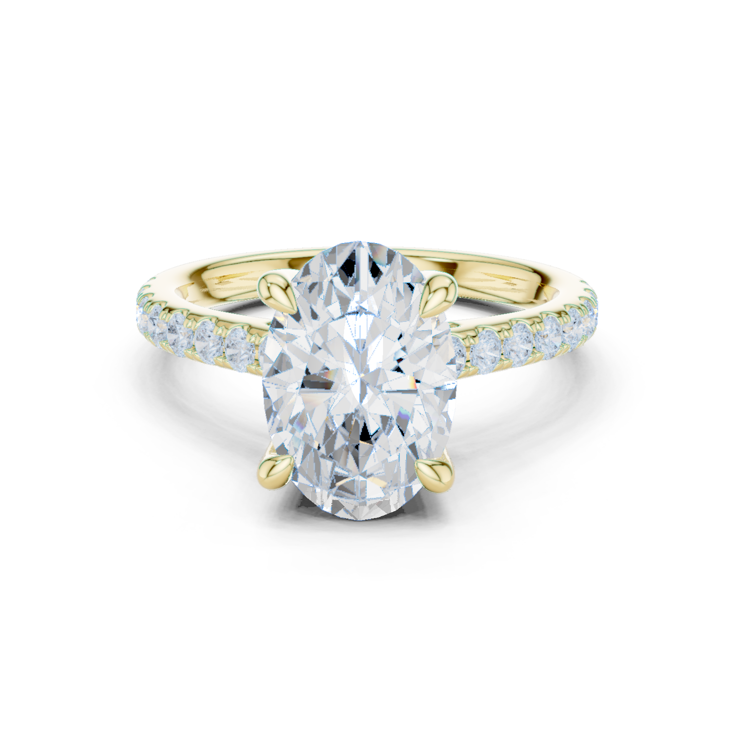 Gold Ring DDLR-250, Oval center stone, Yellow Gold