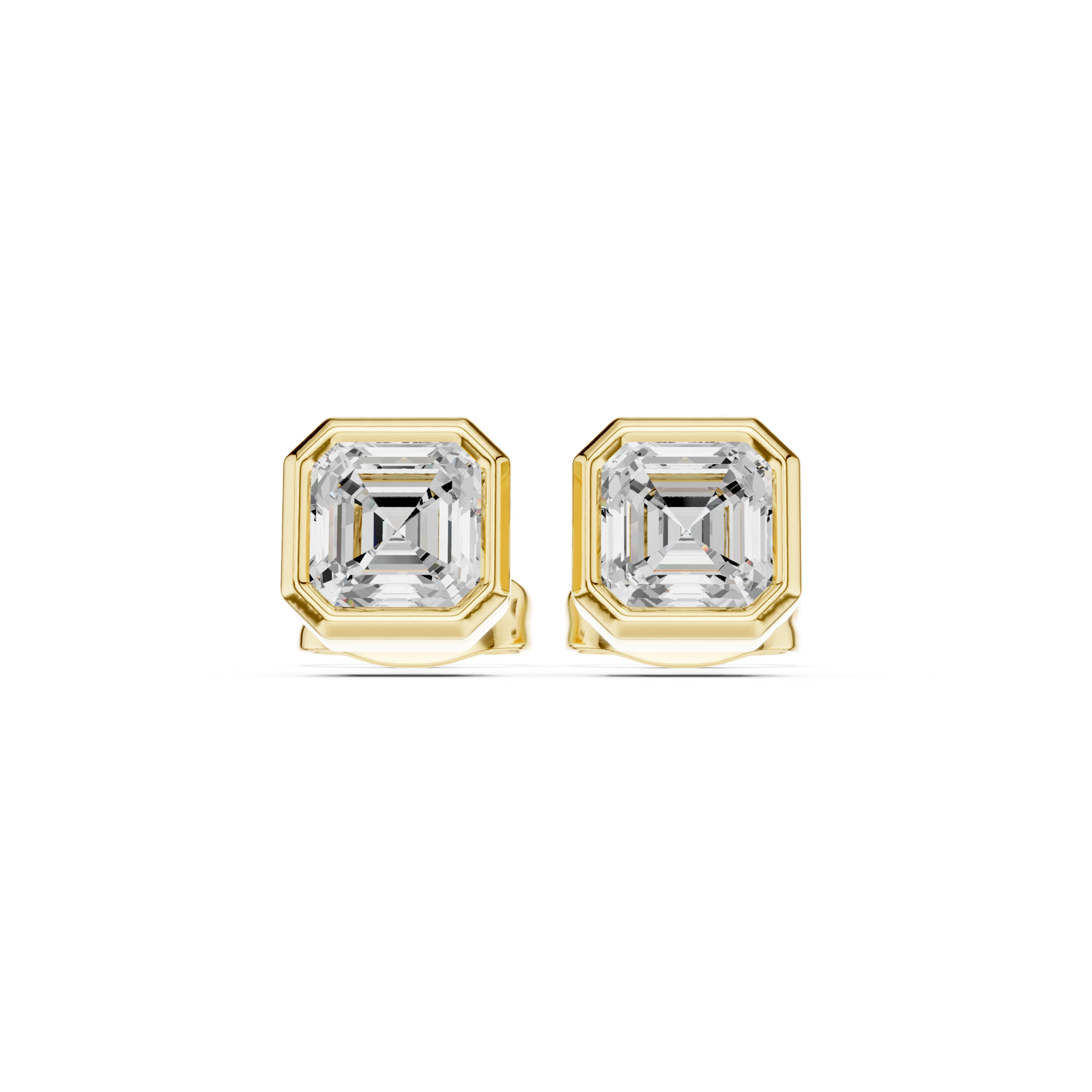 Gold Jewelry, Asscher center stone, Yellow Gold, view 4