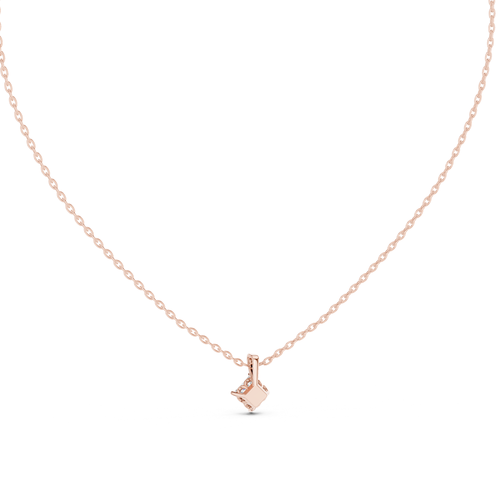 14K Solid Gold Lab Diamond Solitaire Pendant Necklace, Rose Gold, view 4