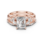Gold Ring DDLR-299, Radiant center stone, Rose Gold