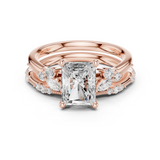 Gold Ring DDLR-299, Radiant center stone, Rose Gold