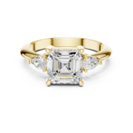 Gold Jewelry, Asscher center stone, Yellow Gold, view 4