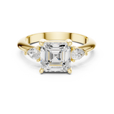 Gold Jewelry, Asscher center stone, Yellow Gold, view 4