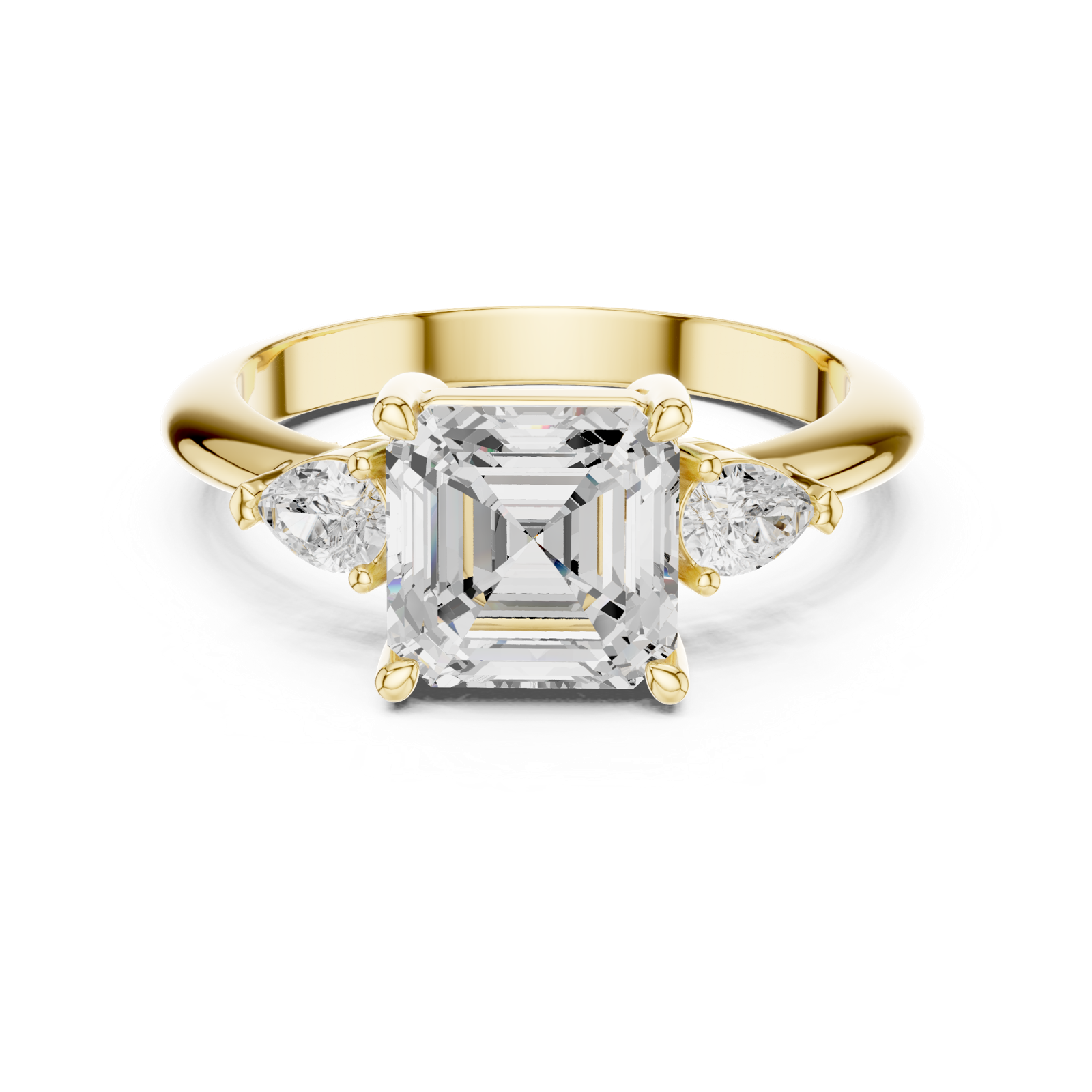 Gold Jewelry, Asscher center stone, Yellow Gold, view 4