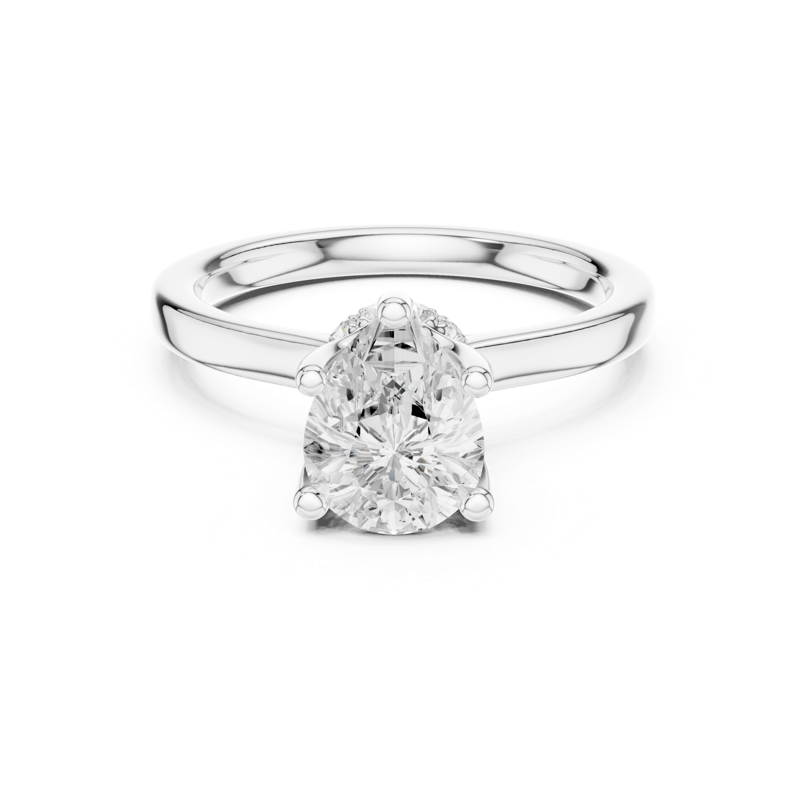Gold Ring DDLR-176, Pear center stone, White Gold, view 4