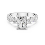 Gold Ring DDLR-281, Radiant center stone, White Gold, view 4