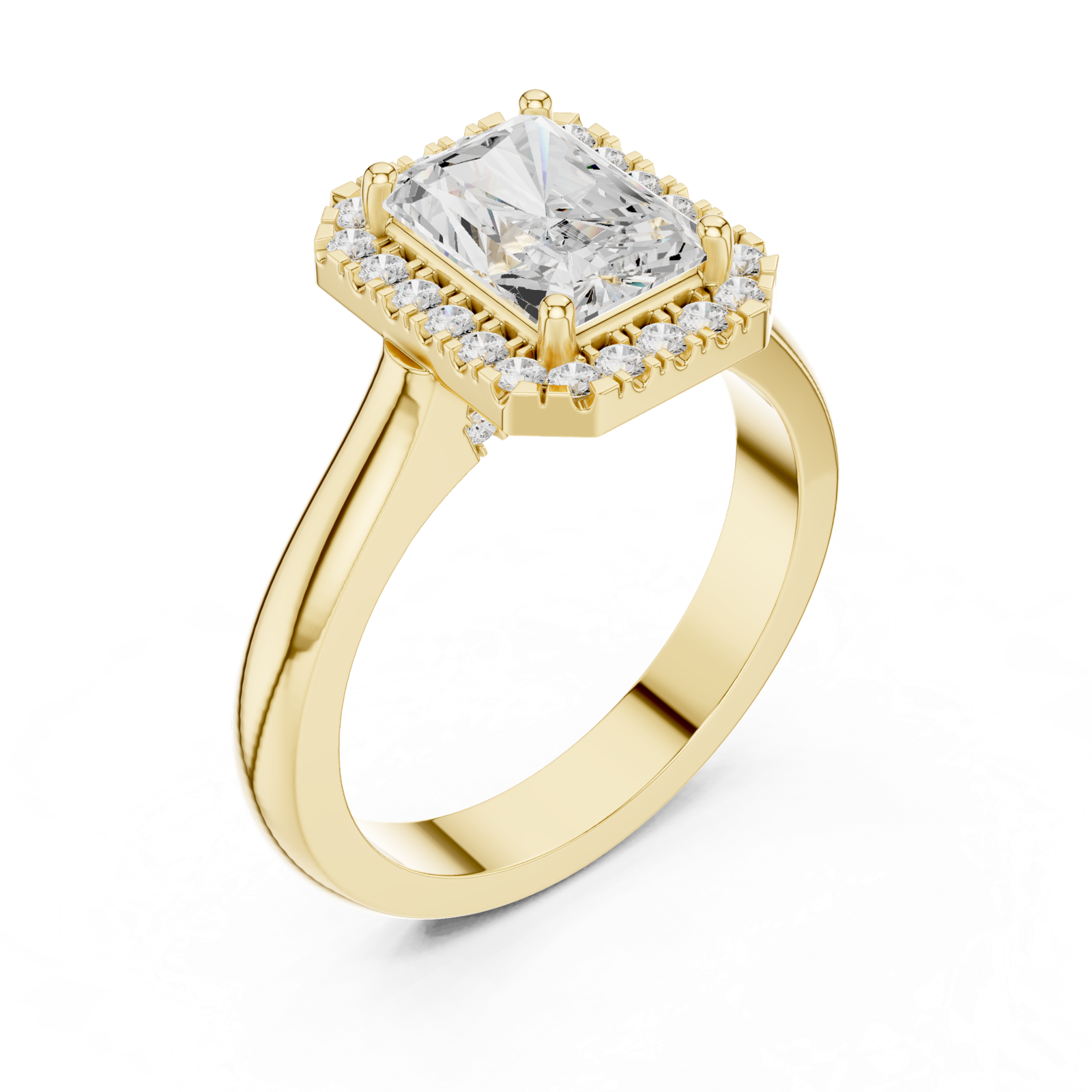 Gold Ring DDLR-338, Radiant center stone, Yellow Gold, view 2