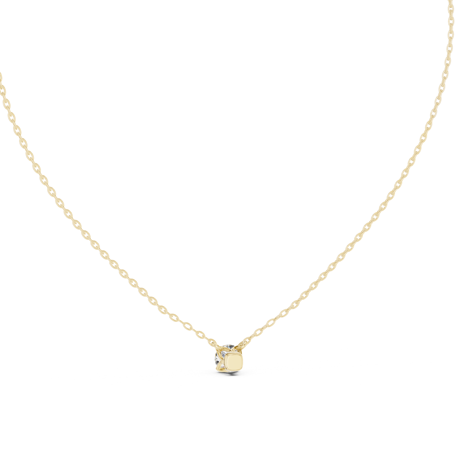 14K Solid Gold Lab Diamond Solitaire Pendant Necklace, Yellow Gold, view 4