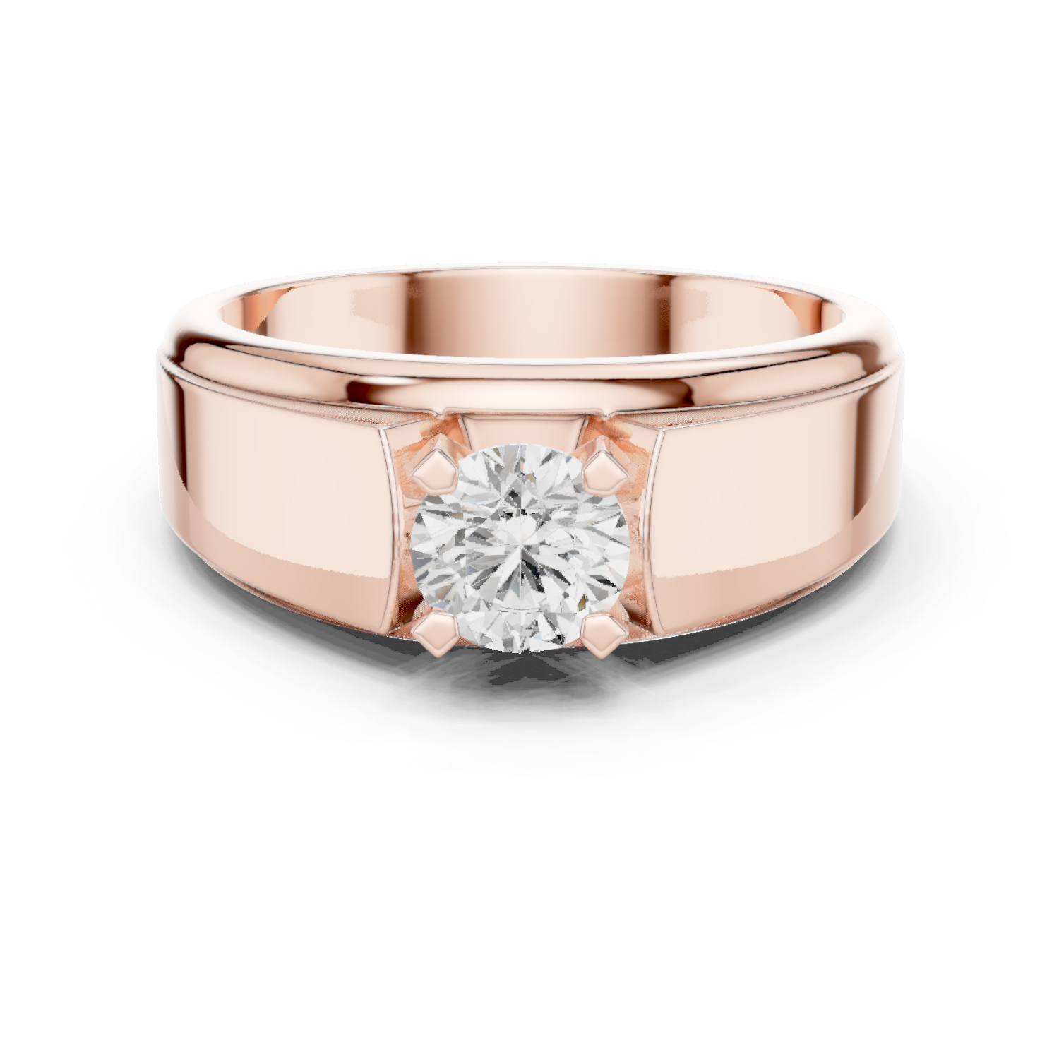 14K Solid Gold Lab Diamond Solitaire Ring, Rose Gold