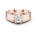 14K Solid Gold Lab Diamond Solitaire Ring, Rose Gold
