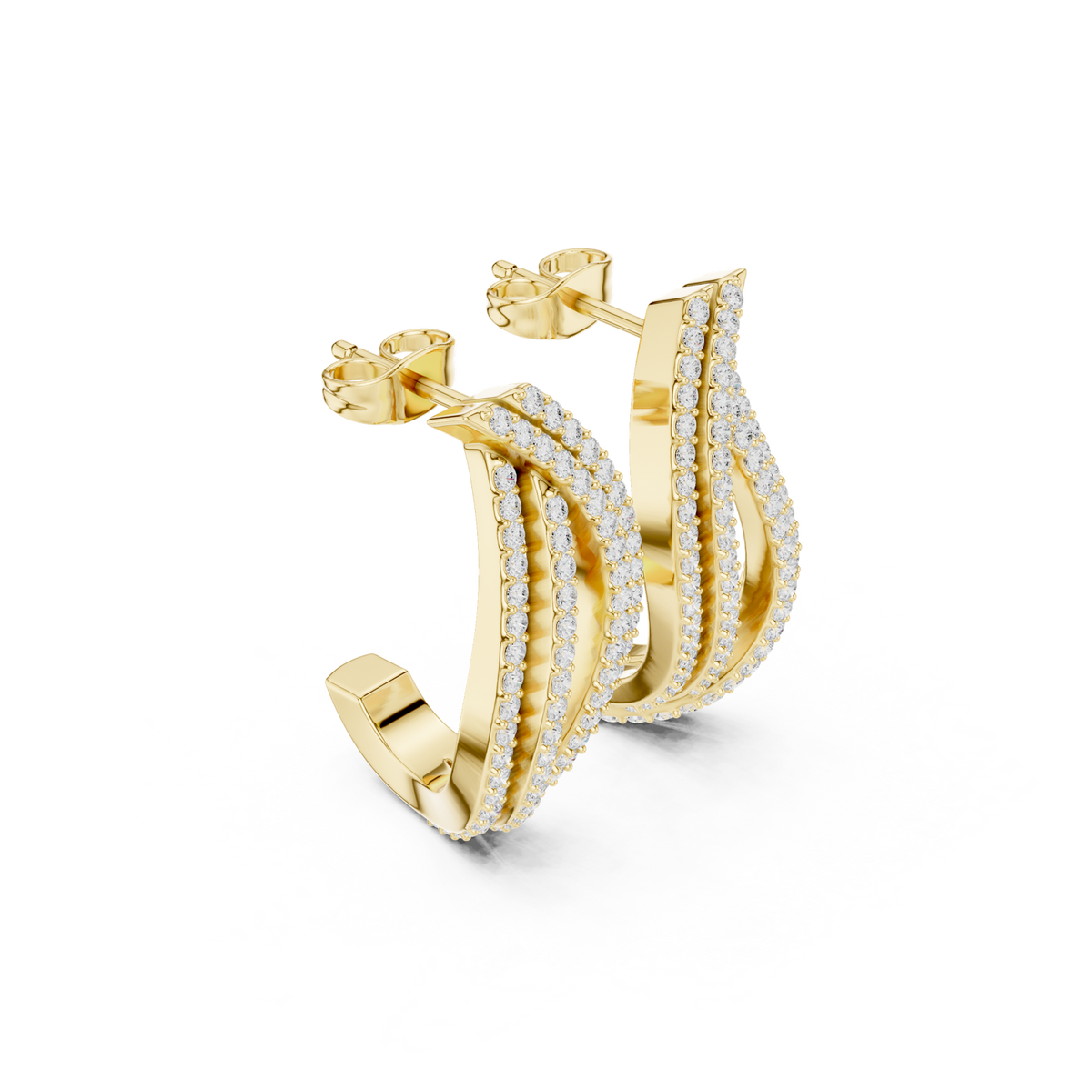 Gold Earrings SBER(14), Yellow Gold, view 1
