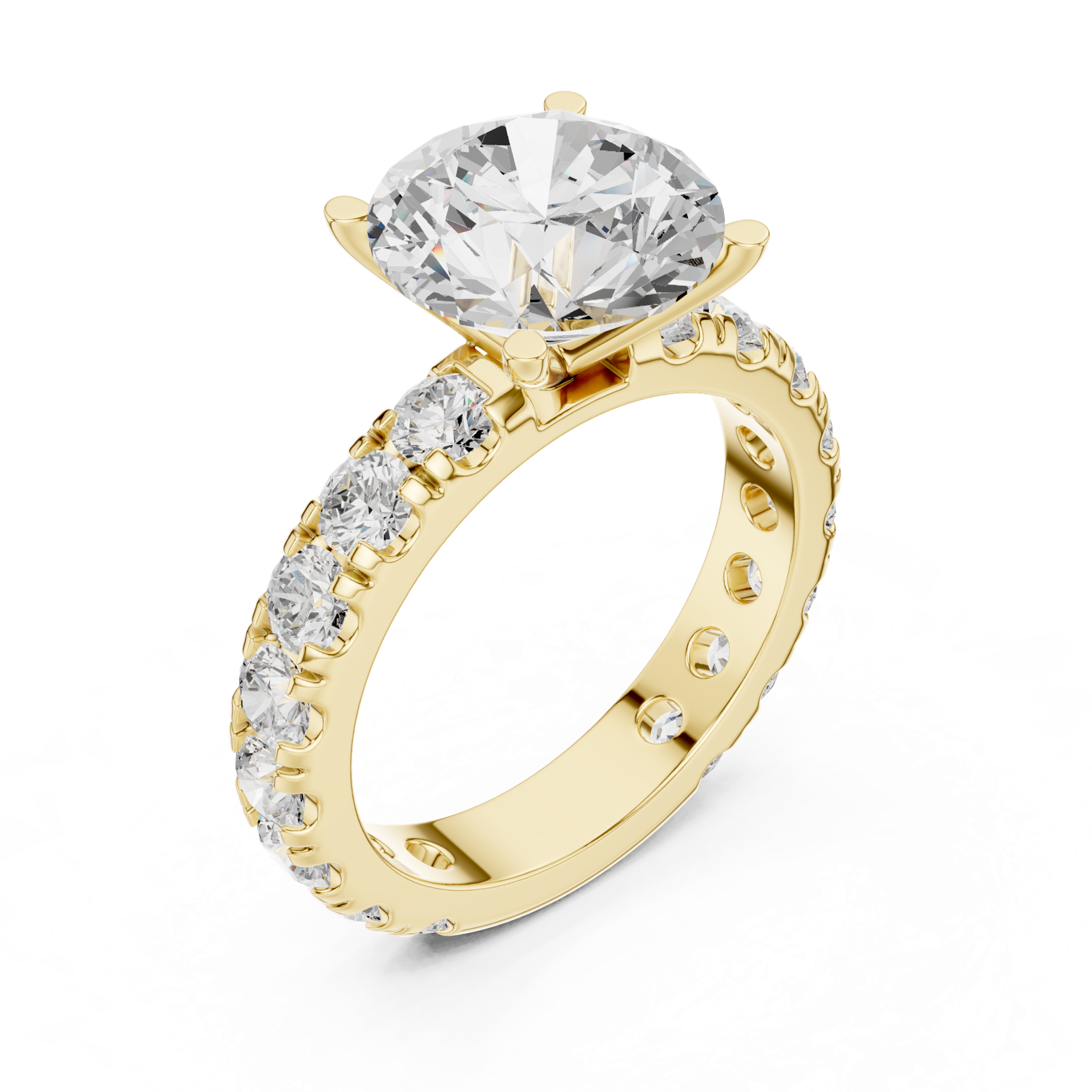 Gold Jewelry L35-63, Round center stone, Yellow Gold, view 2