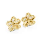 14K Solid Gold Lab Diamond Flower Cluster Earrings, Yellow Gold, view 3
