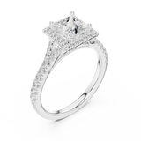 Gold Ring DDLR-043, Princess center stone, White Gold, view 2