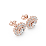 14K Solid Gold Lab Diamond Halo Earrings, Rose Gold, view 2