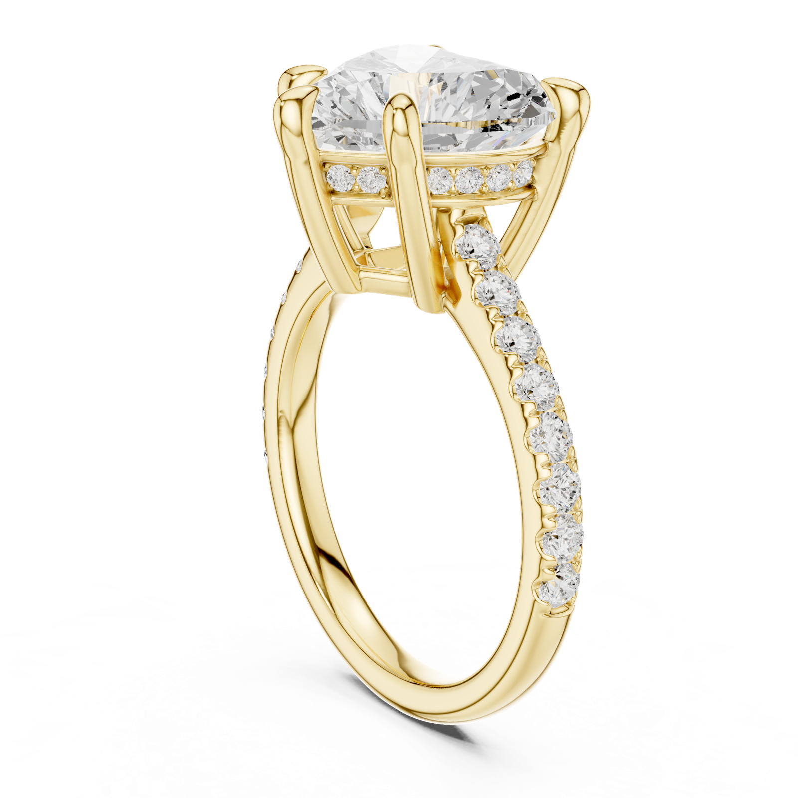 Gold Ring DDLR-250, Heart center stone, Yellow Gold, view 1