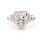 Gold Ring DDLR-342, Heart center stone, Rose Gold, view 4