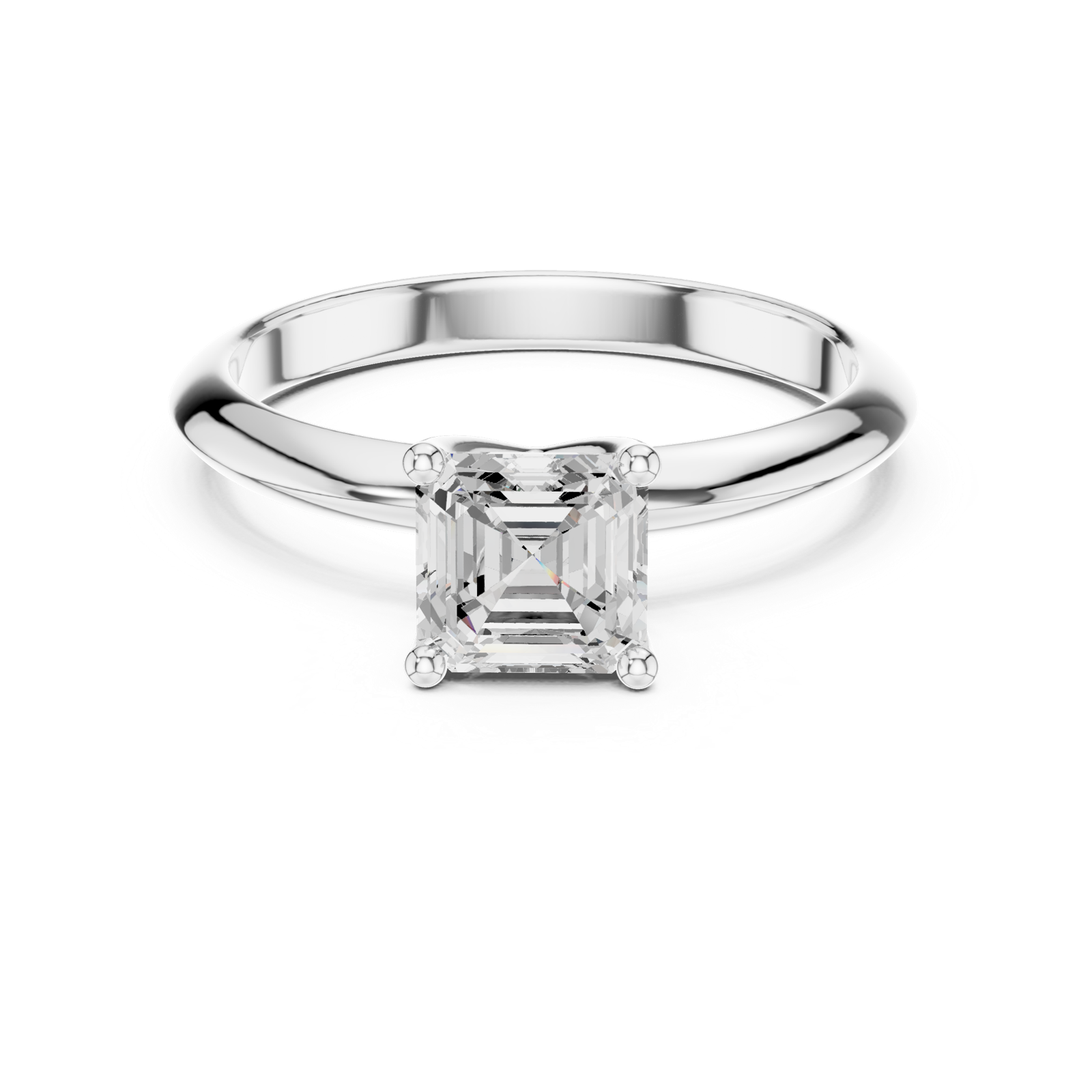 Gold Jewelry L36-6, Asscher center stone, White Gold, view 4