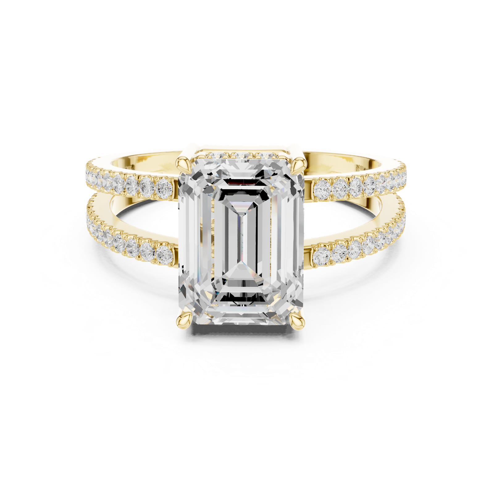 Gold Jewelry, Emerald center stone, Yellow Gold, view 4