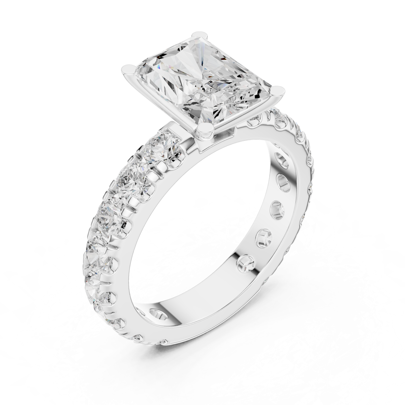 Gold Jewelry L35-63, Radiant center stone, White Gold, view 2