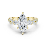 Gold Ring DDLR-281, Marquise center stone, Yellow Gold