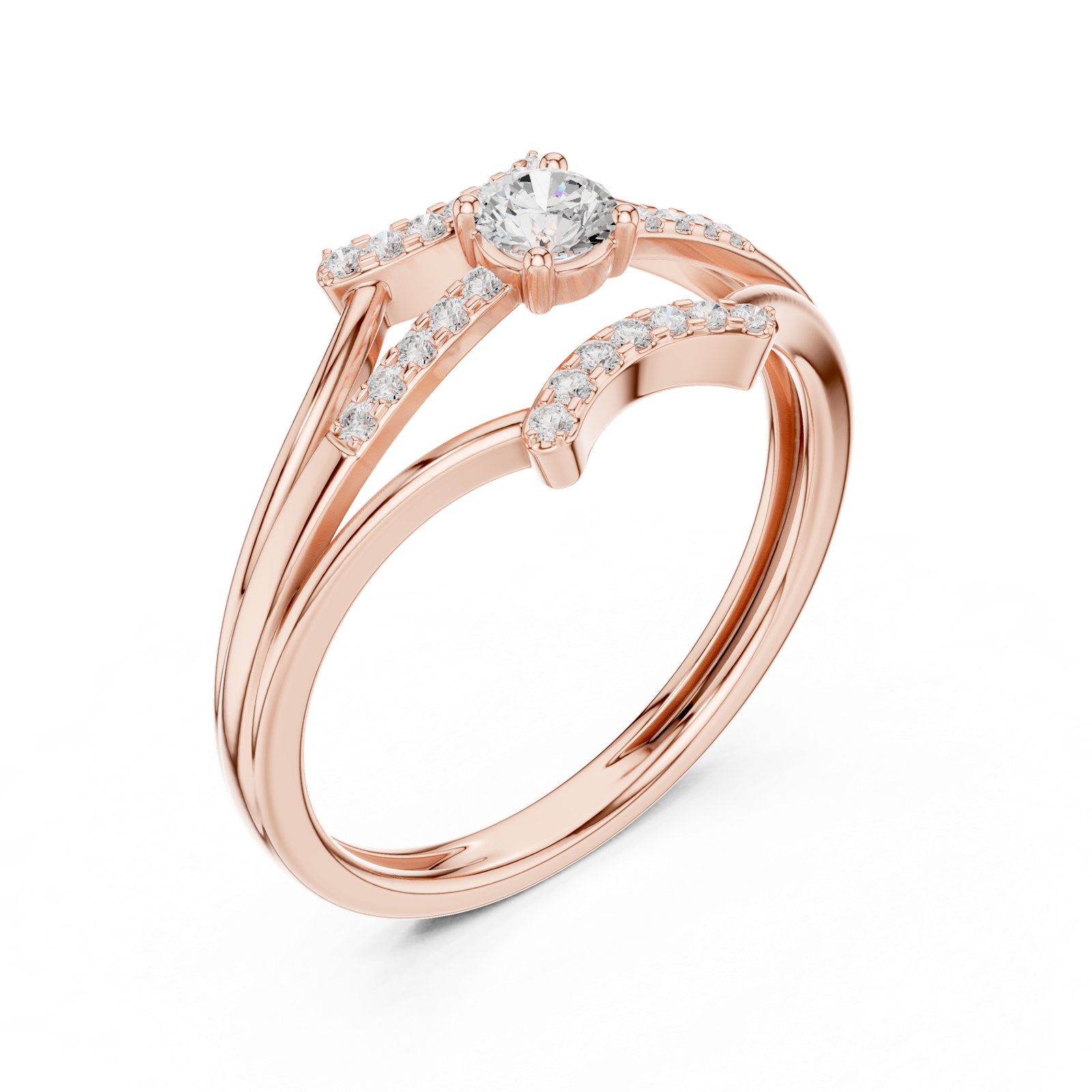 Gold Ring DDLR-843, Rose Gold, view 2
