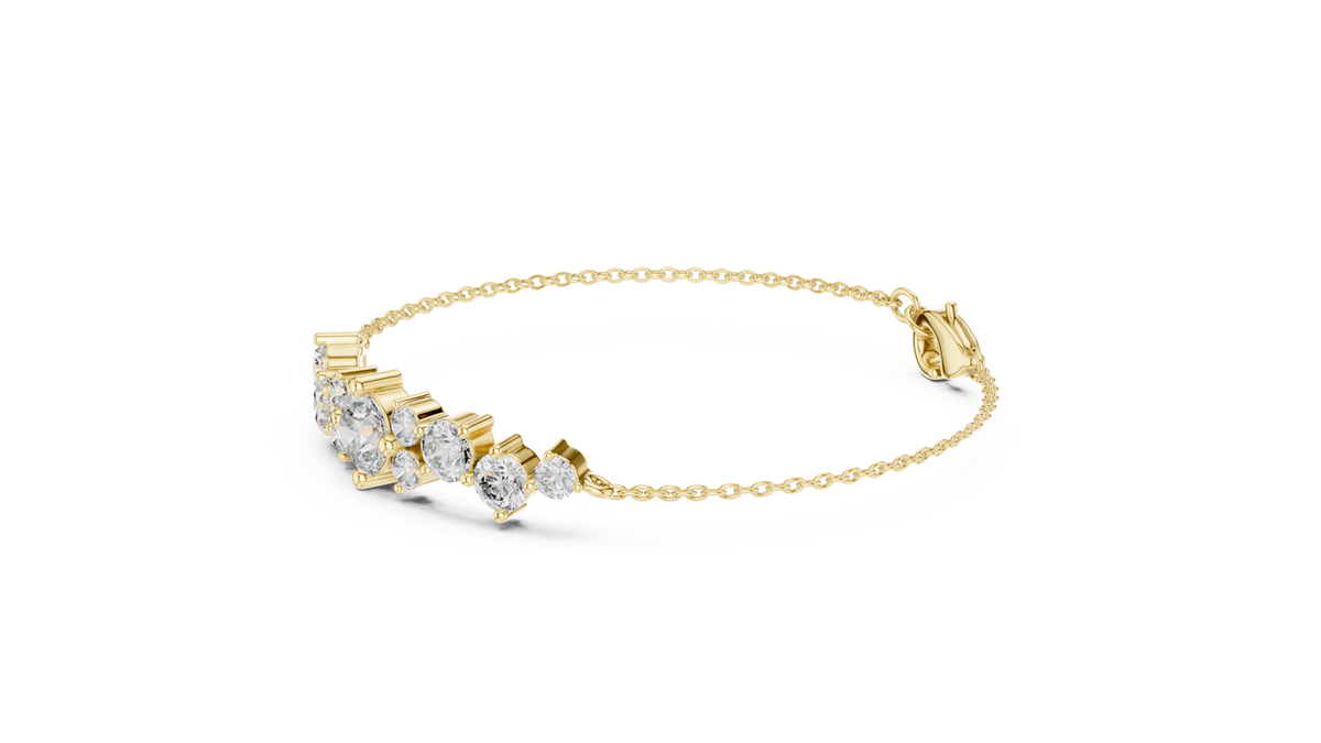 14K Solid Gold Lab Diamond Bracelet, Yellow Gold, view 1