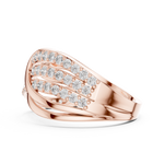 14K Solid Gold Lab Diamond Crossover Ring, Rose Gold, view 3