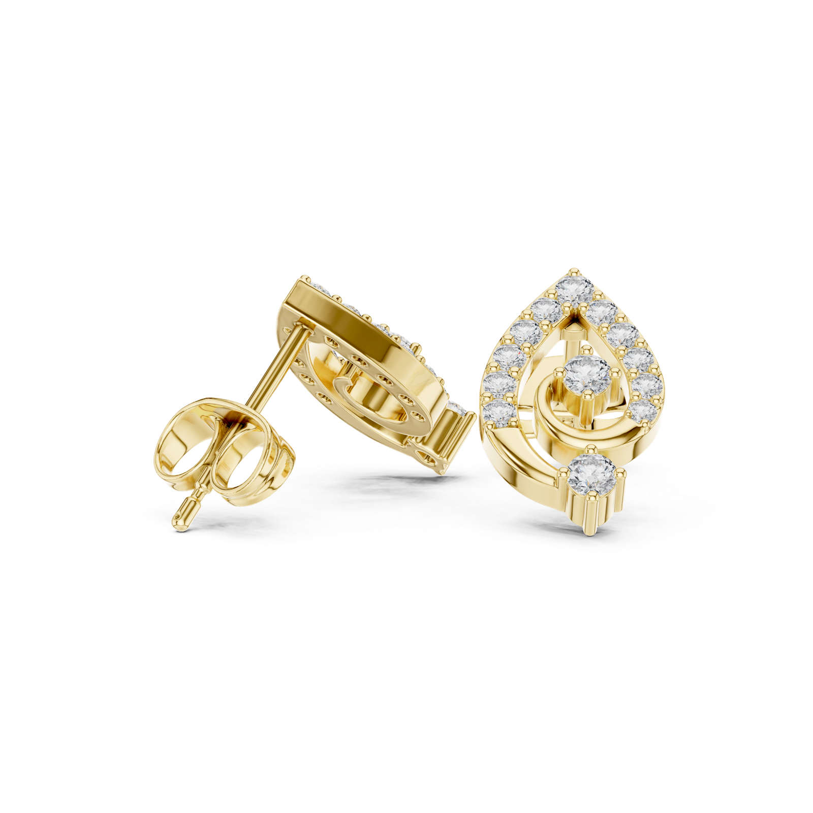 Gold Earrings AER-128, Yellow Gold, view 1