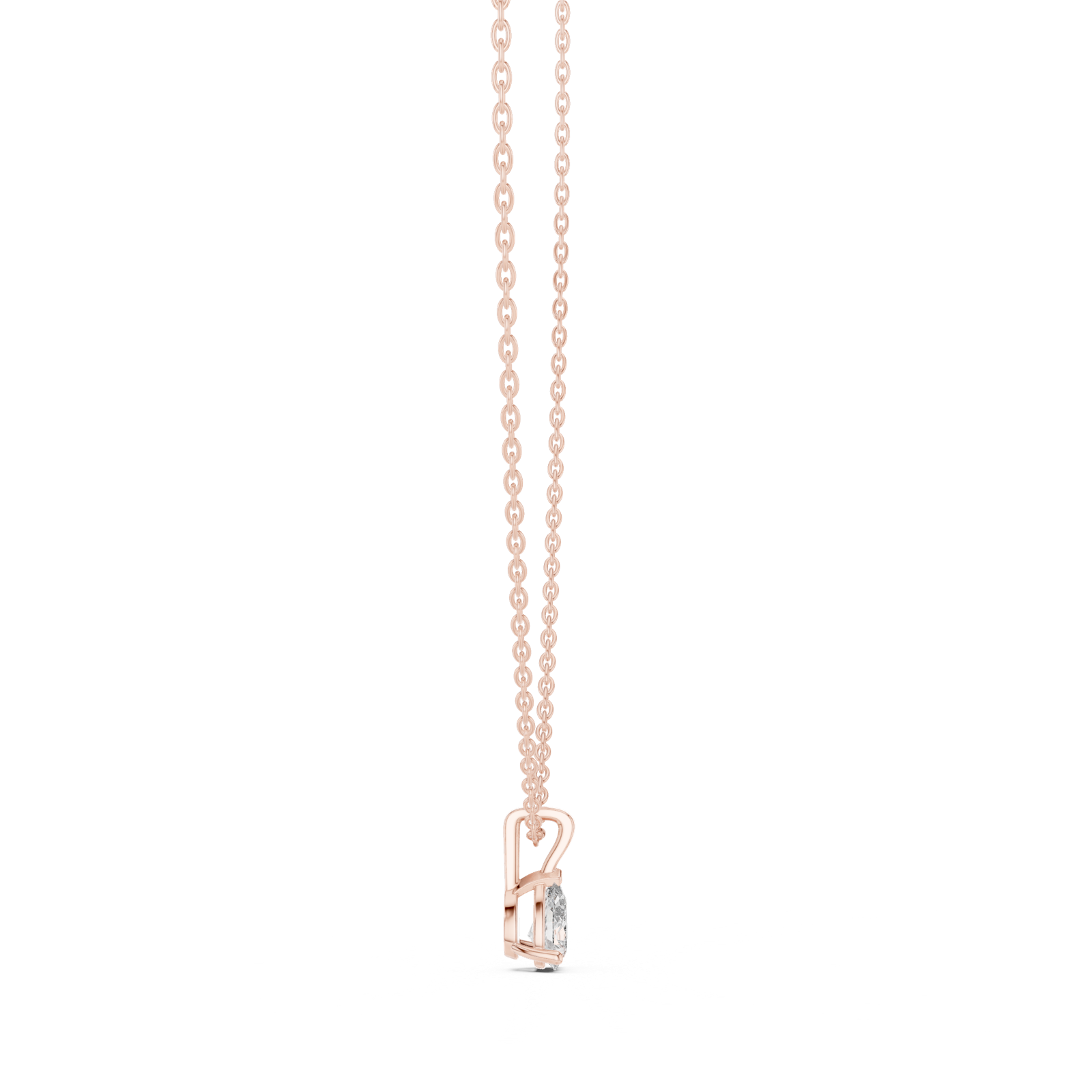 14K Solid Gold Lab Diamond Solitaire Pendant Necklace, Rose Gold, view 3