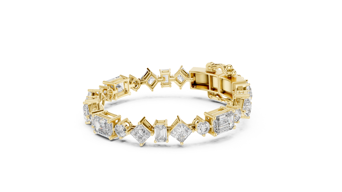 14K Solid Gold Lab Diamond Bracelet, Yellow Gold, view 1
